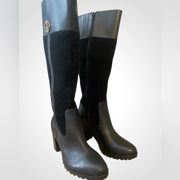 Giani Bernini | GB Kaidyn Black Genuine Leather & Suede Knee High Boots NWOB 7.5 - Picture 11 of 12